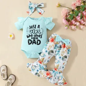 2 Pieces Set Baby Girls Letters Print Rompers And Flower Pants Wholesale 20240406