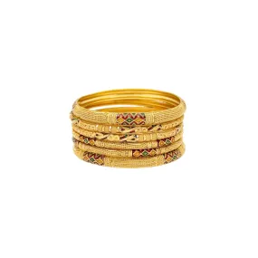 22K Yellow Gold & Enamel Large Unity Bangles