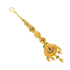 22K Yellow Gold Meenakari Tikka (9gm)