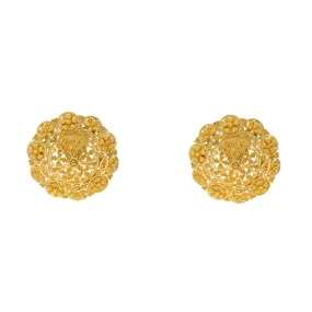 22K Yellow Gold Round Filigree Stud Earrings (10.4gm)