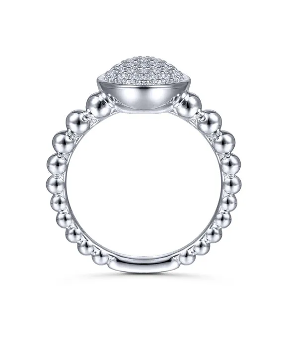 925 Sterling Silver Oval Ring with White Sapphire Pavé