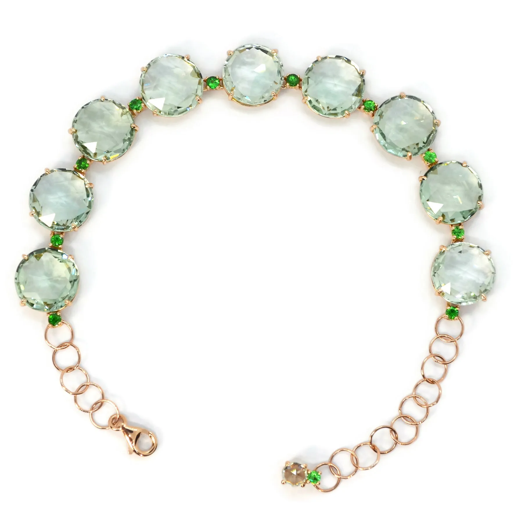 A & Furst - Lilies - Bracelet with Prasiolite and Tsavorite Garnet, 18k Rose Gold