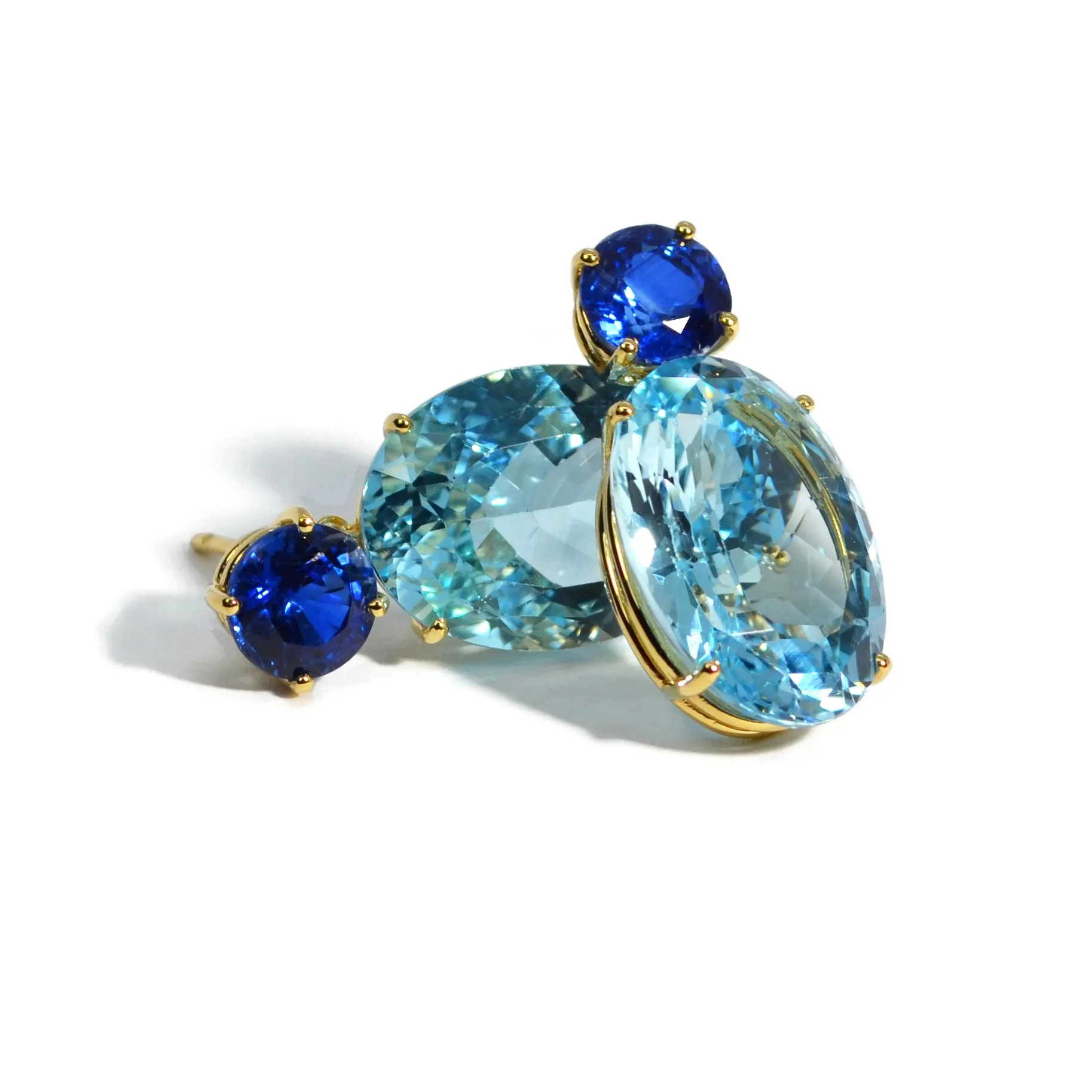 A & Furst - Party - Drop Earrings with Kyanite and Blue Topaz, 18k Yellow Gold