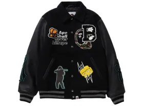 A Bathing Ape Bape Varsity Jacket in Black xld