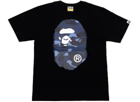 A Bathing Ape Color Camo Big Ape Head Tee in Black/Blue