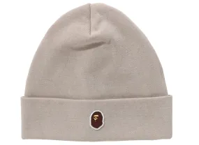 A Bathing Ape Silicon Ape Head Knit Cap in Beige xld