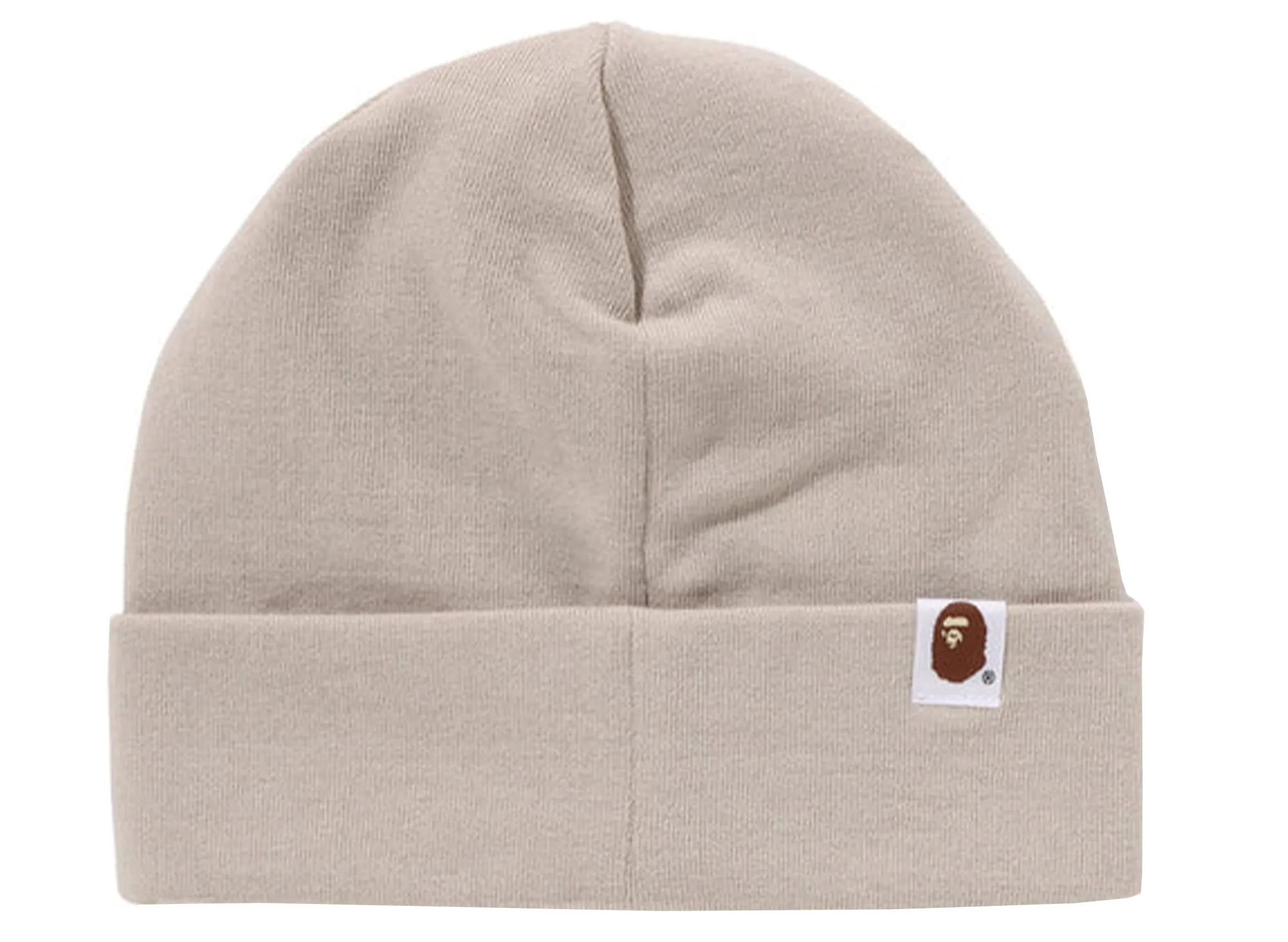 A Bathing Ape Silicon Ape Head Knit Cap in Beige xld