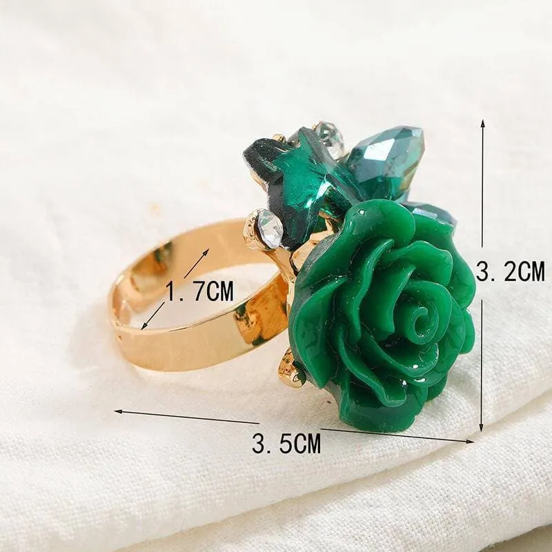 Adjusting Flower Rhinestone Rings