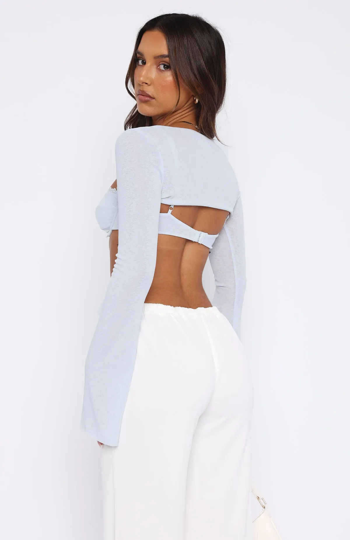 Amaze Me Long Sleeve Crop Light Blue