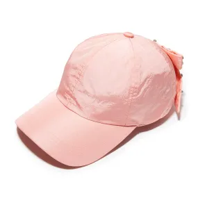 APRICOT BOW EMBELLISHED NYLON BASEBALL CAP