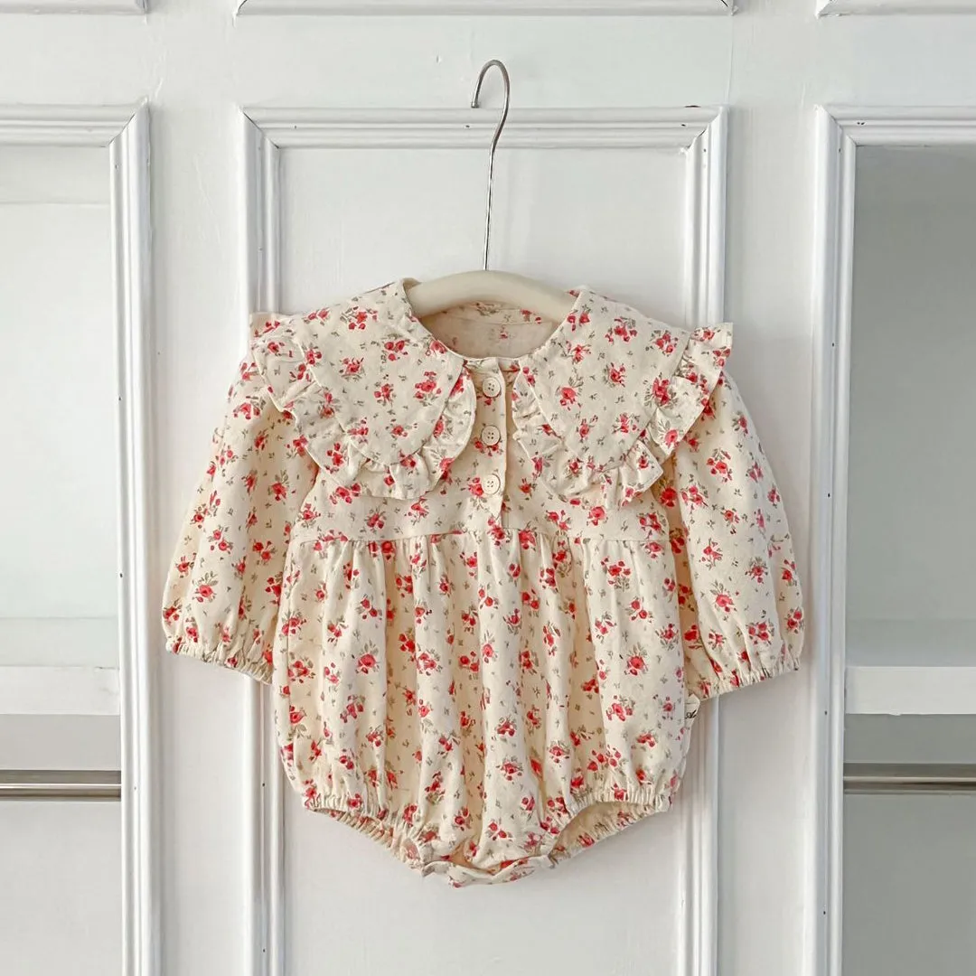 Baby Kid Girls Flower Print Rompers Wholesale 240111161