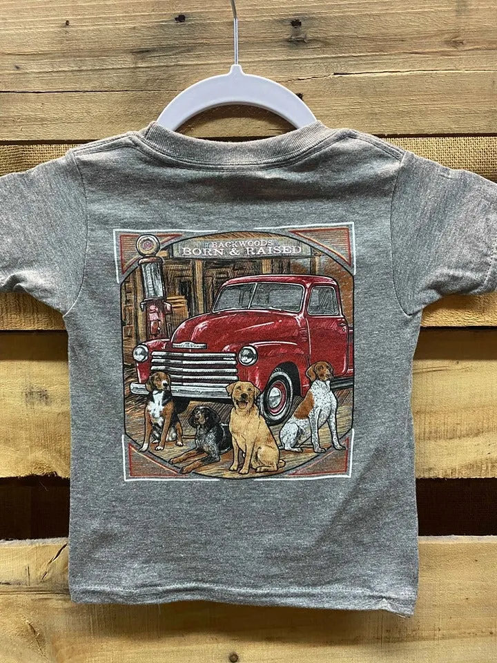 Backwoods Born & Raised Country Truck Lab Dogs Unisex Bright T Shirt