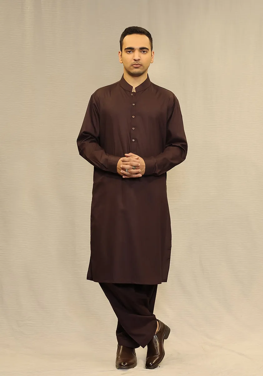 Basic Poly Viscose Deep Mahogany Slim Fit Suit