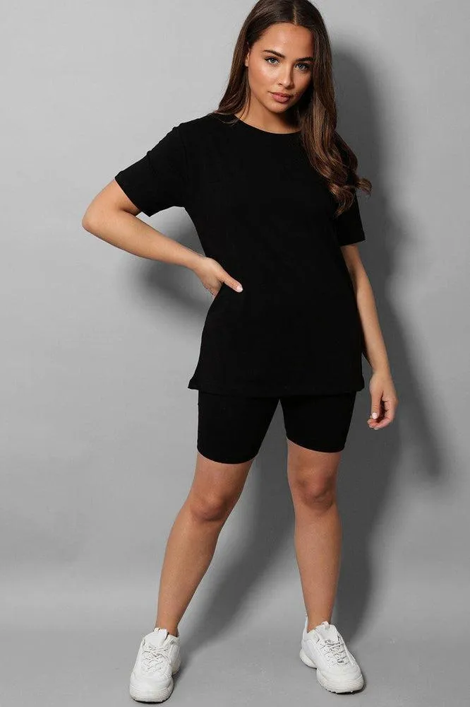 Basic T-Shirt And Cycling Shorts 2 Piece Set