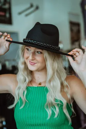 Black Braided Band Western Hat