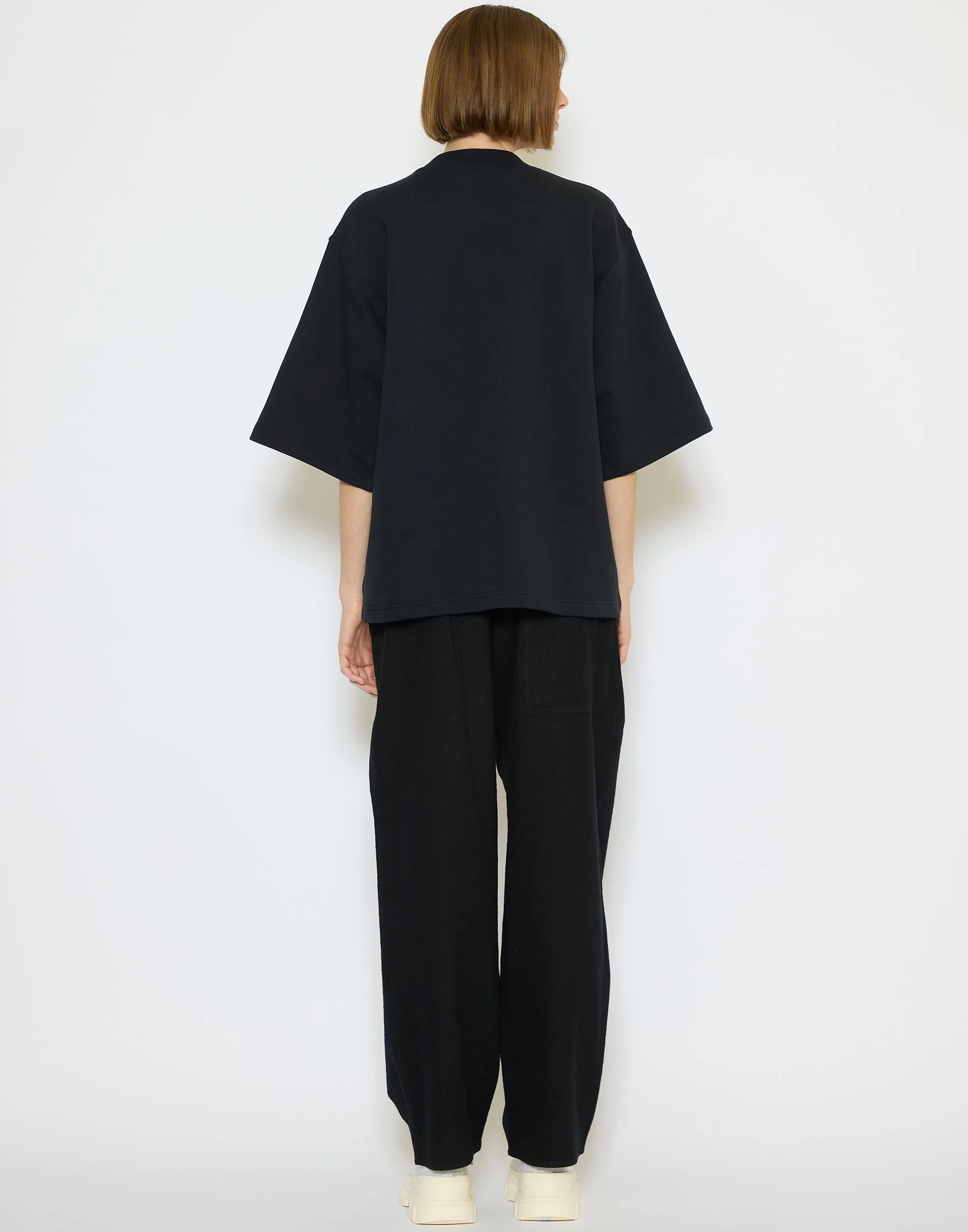 Black Cotton & Wool Parts Pants