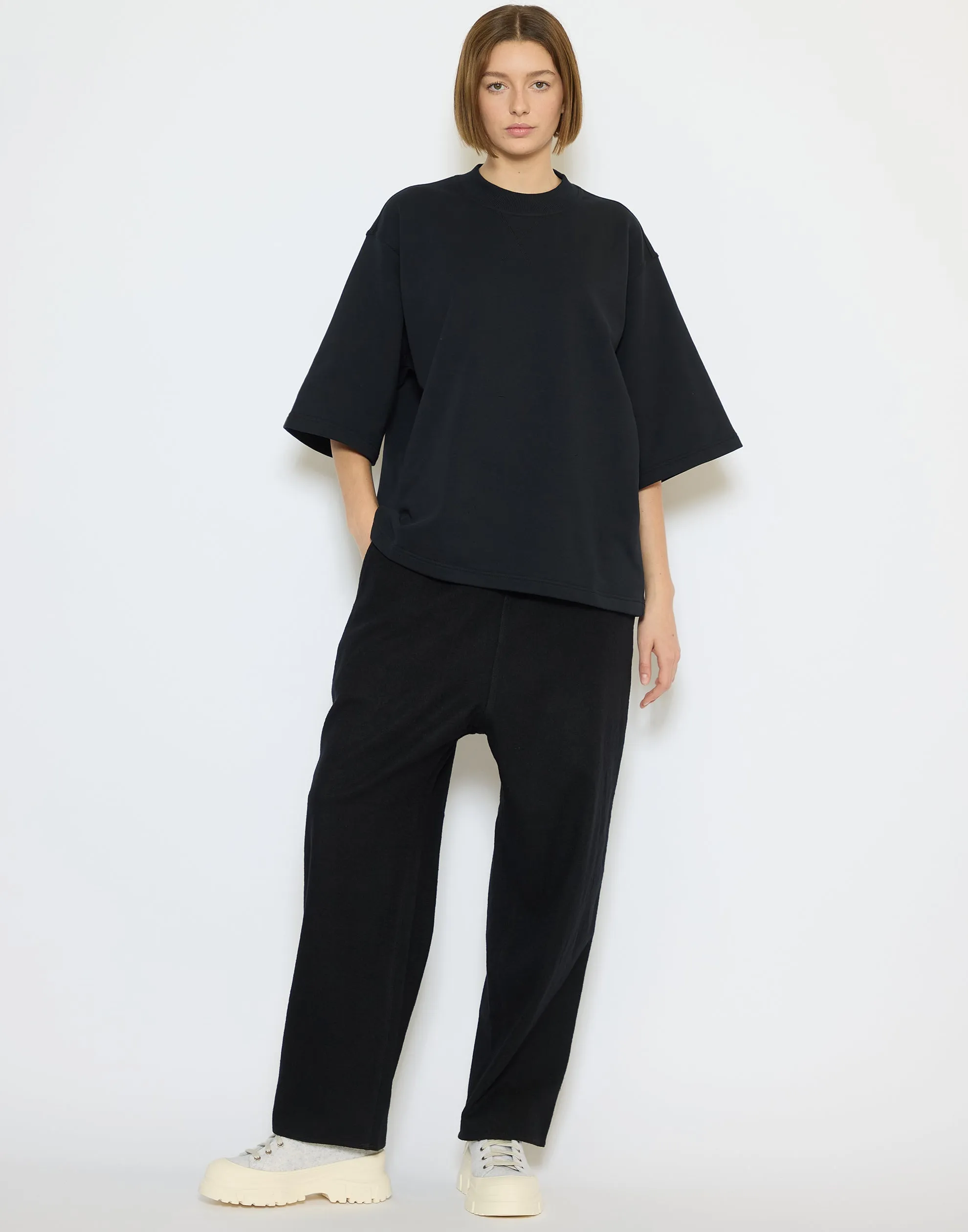 Black Cotton & Wool Parts Pants