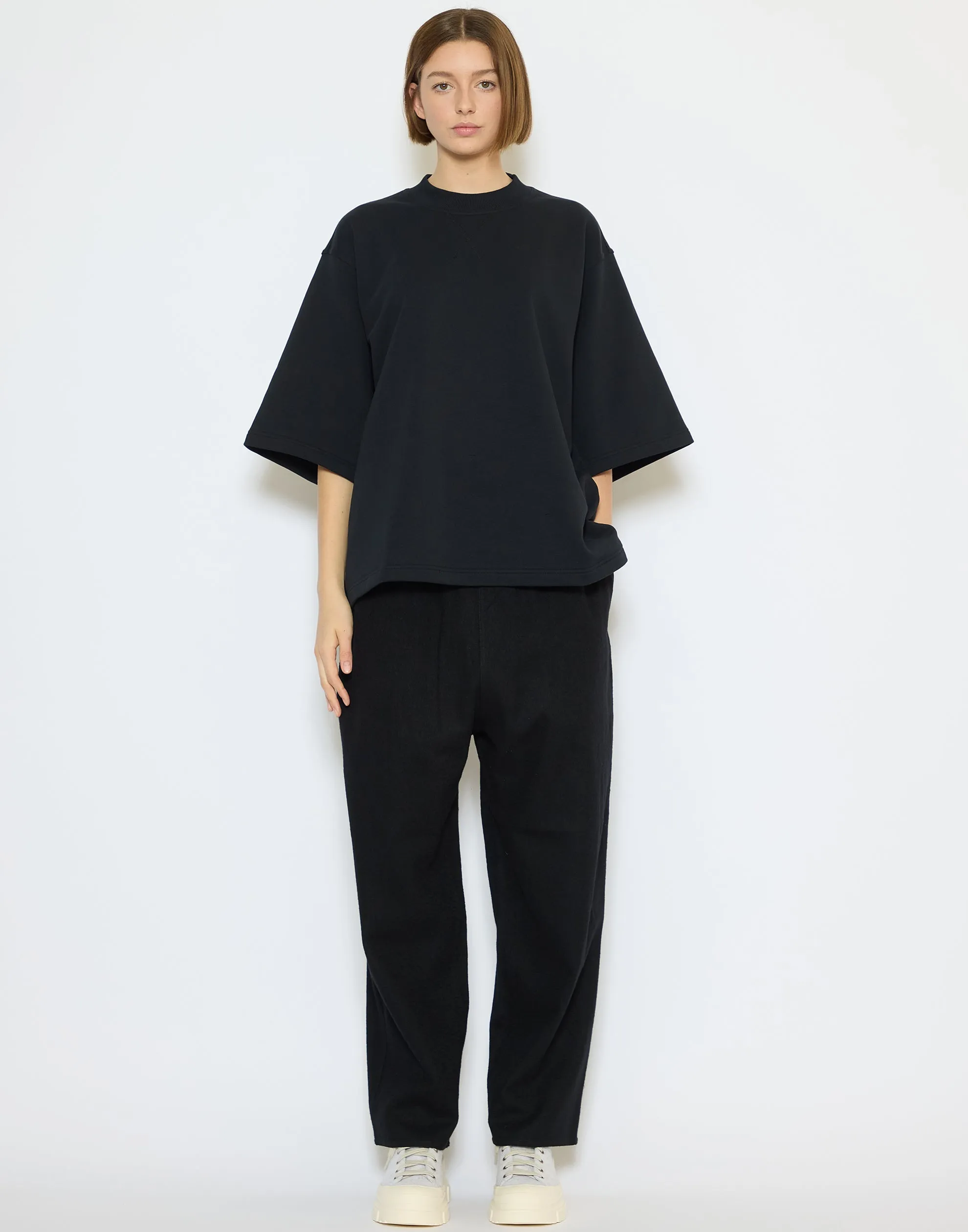 Black Cotton & Wool Parts Pants