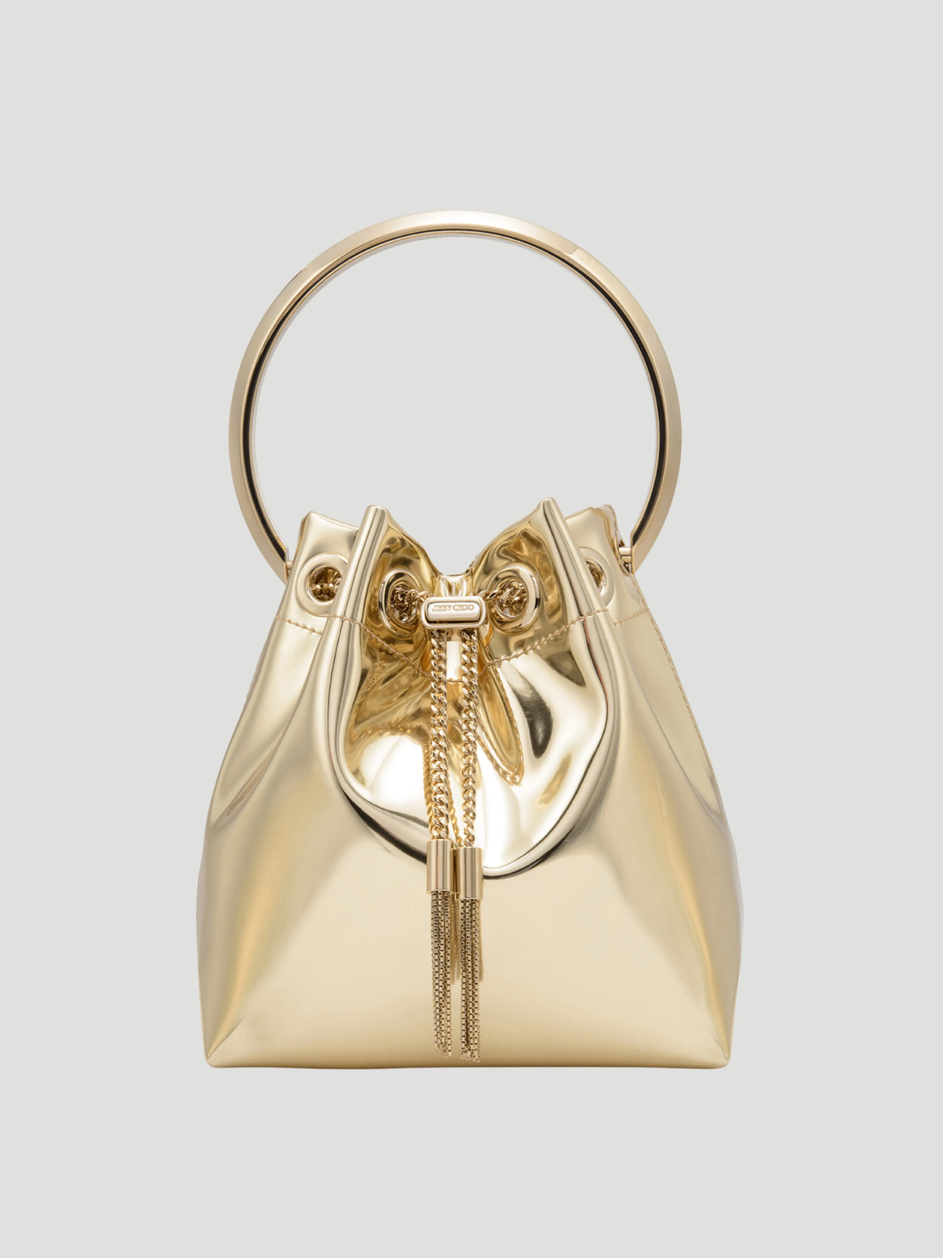 Bon Bon Gold Leather Bucket Top-Handle Bag