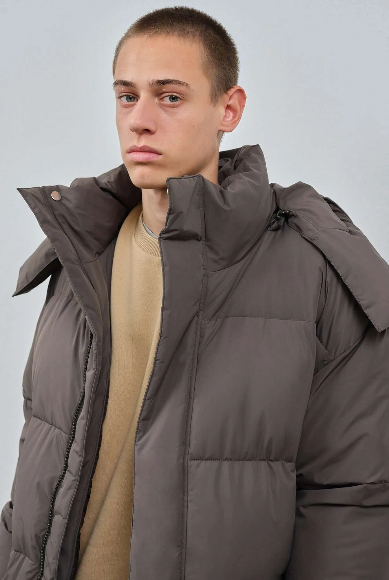 Brandford | Dark Taupe Extra-Padded Men's Puffer Coat