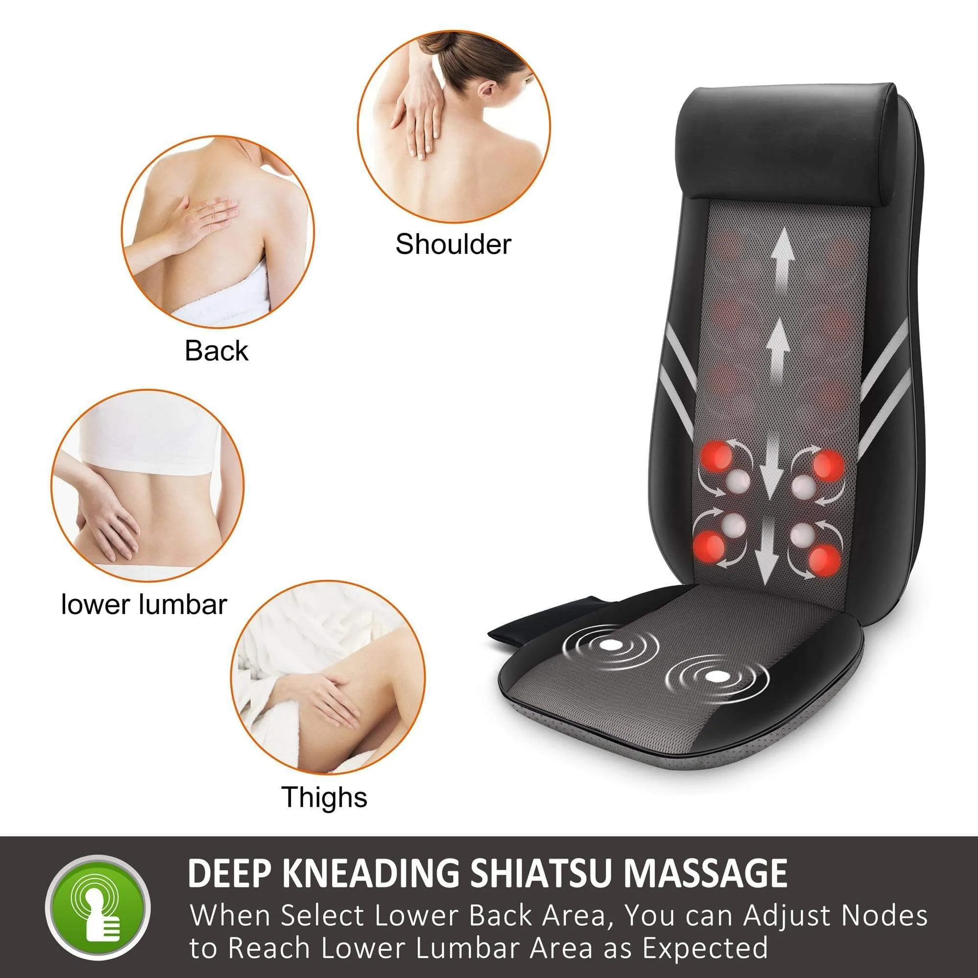 Certified Refurbished - Shiatsu 8 Node Chair Back Massager - 296