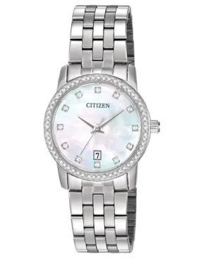 Citizen Quartz Ladies Swarovski Crystal Dress - Stainless Steel - MOP Dial