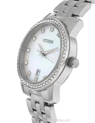 Citizen Quartz Ladies Swarovski Crystal Dress - Stainless Steel - MOP Dial