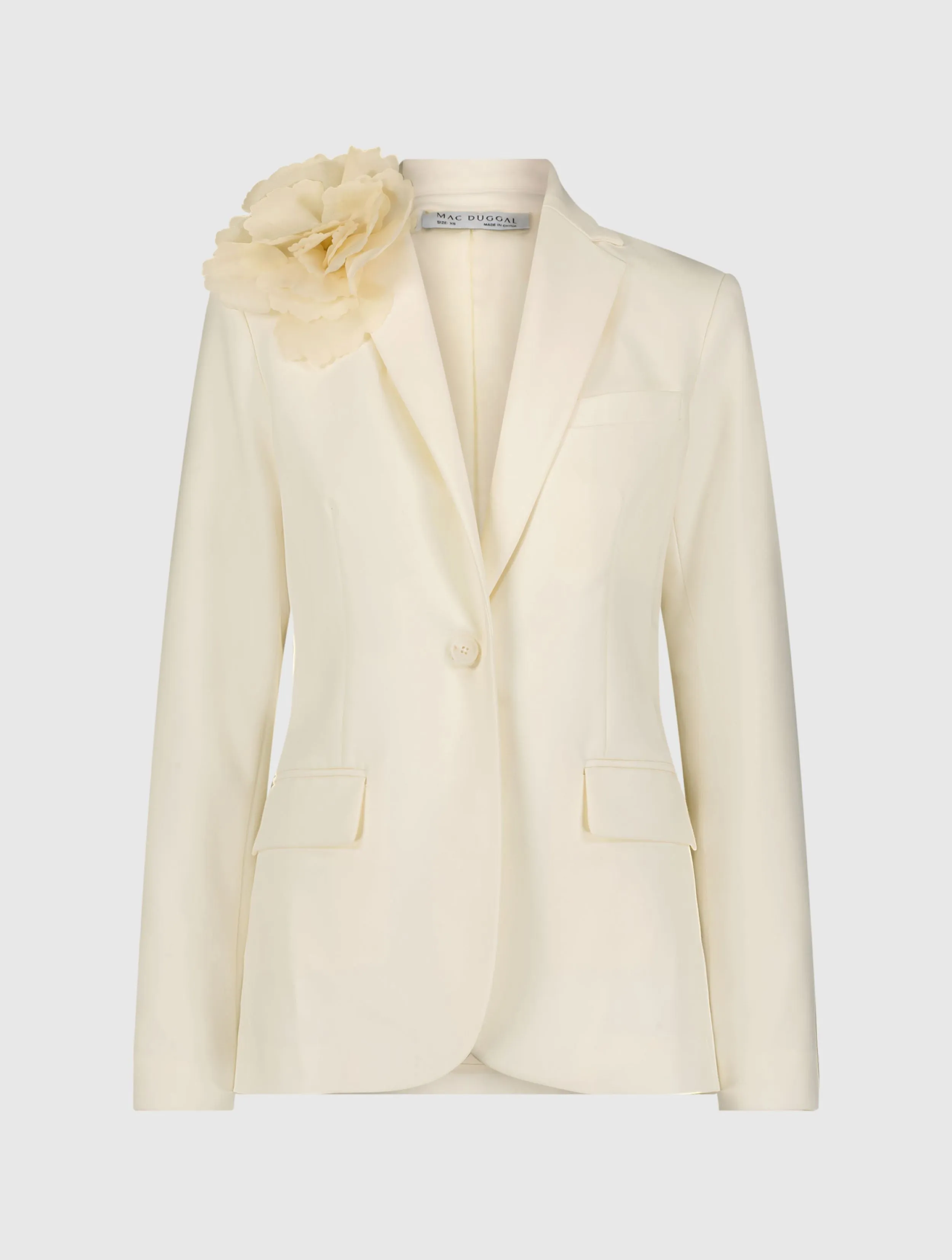 Classic Crepe Blazer Jacket With Flower