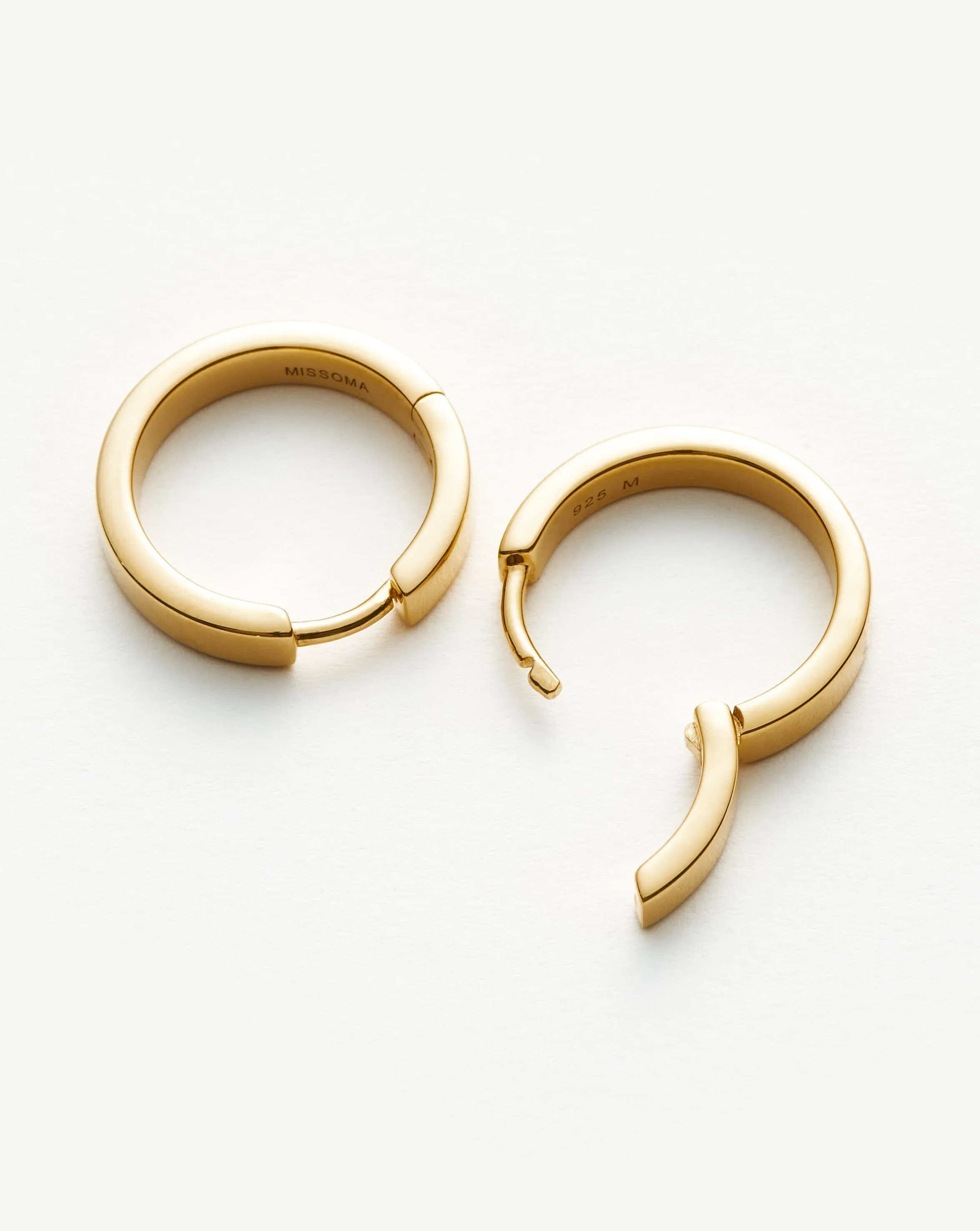 Classic Flat Small Hoop Earrings | 18ct Gold Plated Vermeil