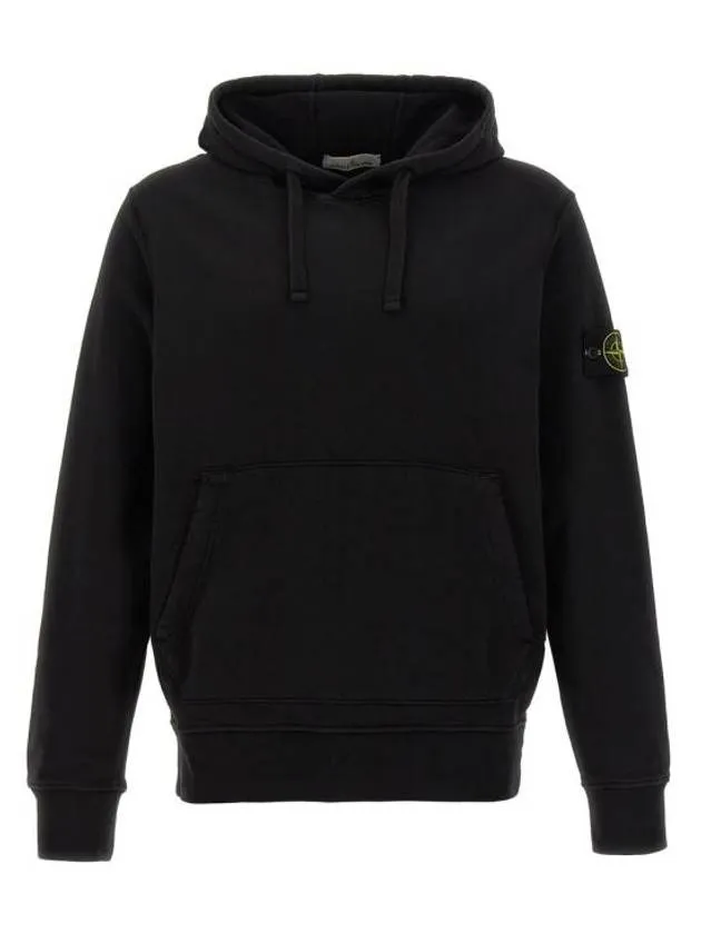 Cotton Fleece Garment Dyed Hoodie Black