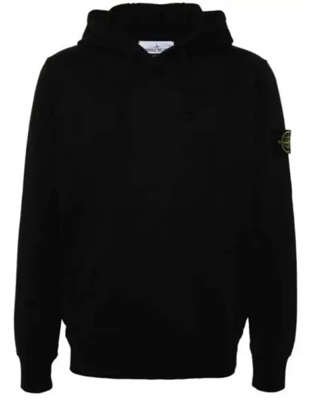 Cotton Fleece Garment Dyed Hoodie Black