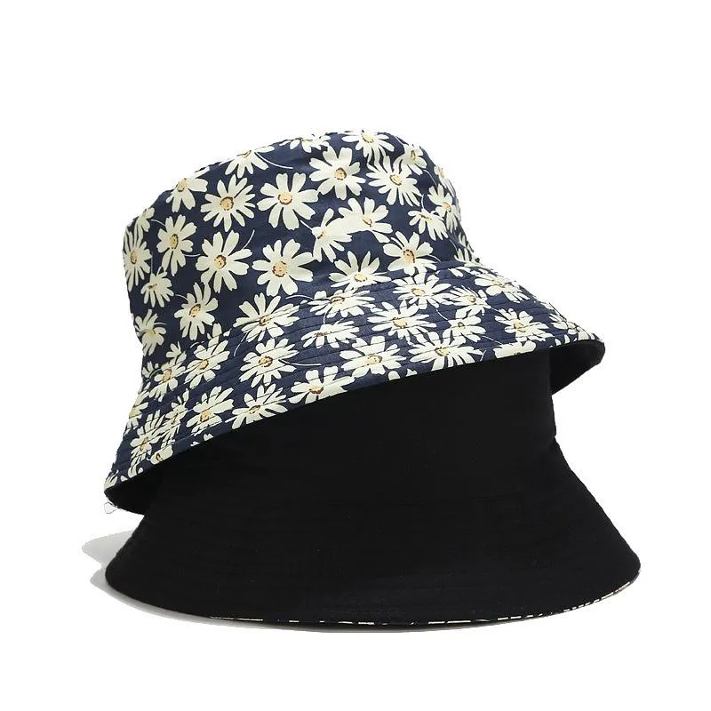 Daisies Buckets Hat Women Flower Beach Panama Hats