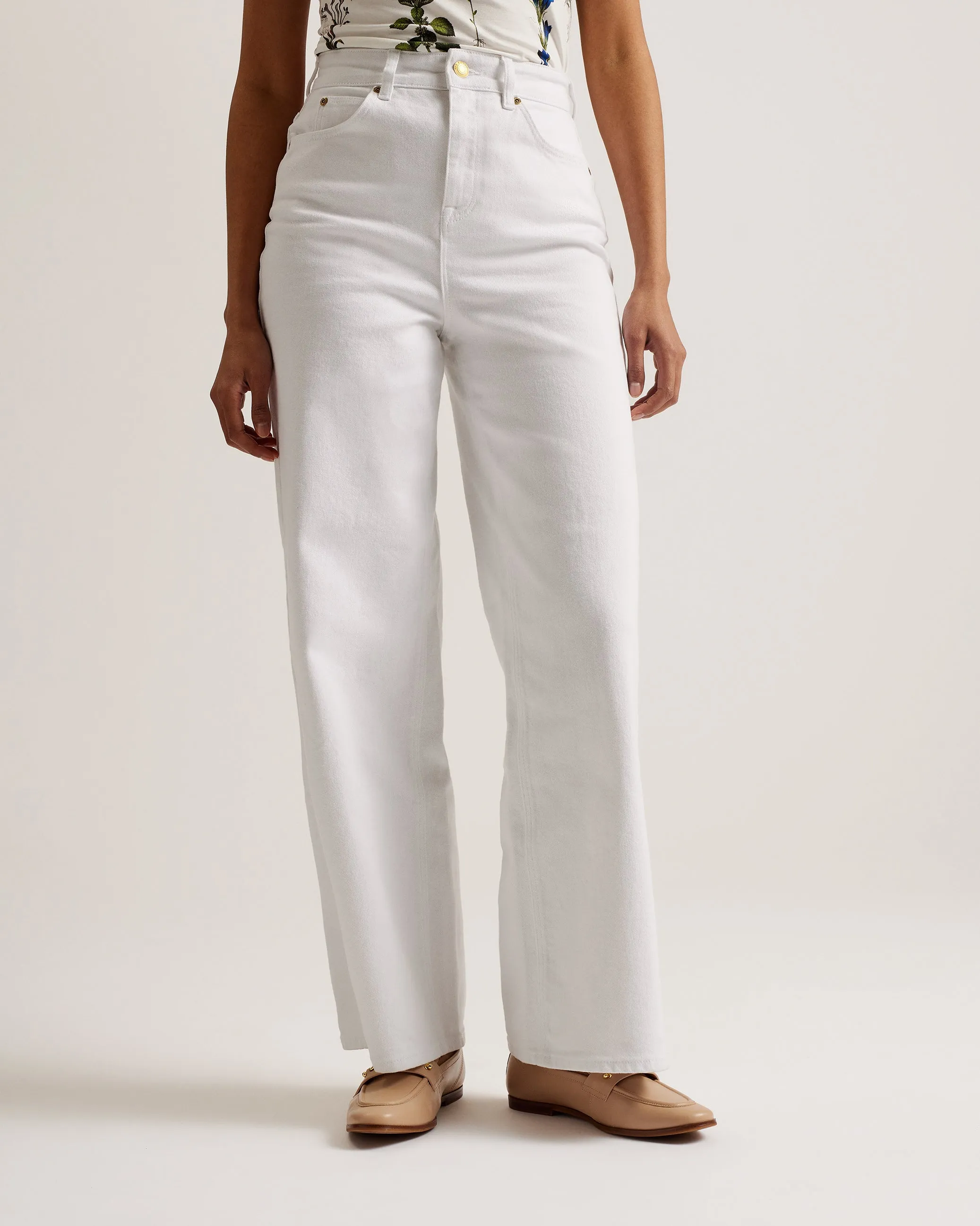 Darhla High Rise Wide Leg Jeans White