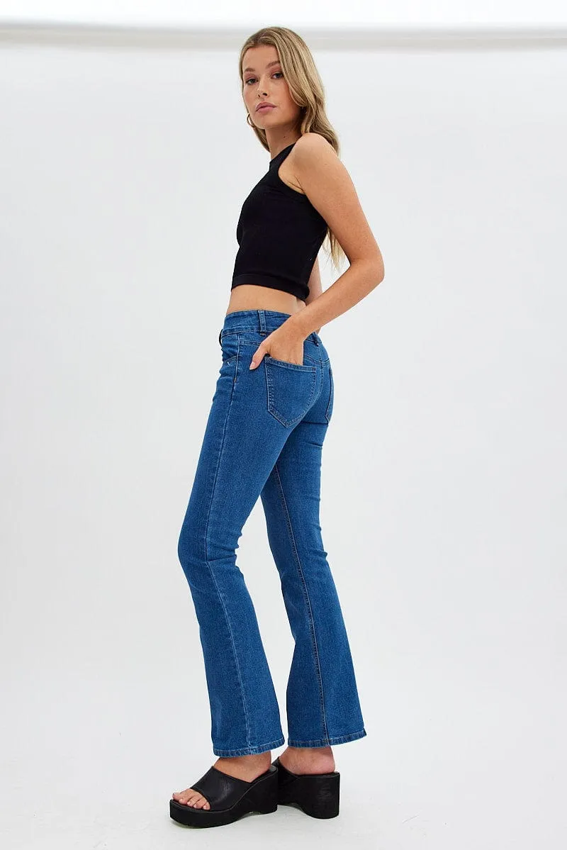 Denim Flare Jeans Low Waist