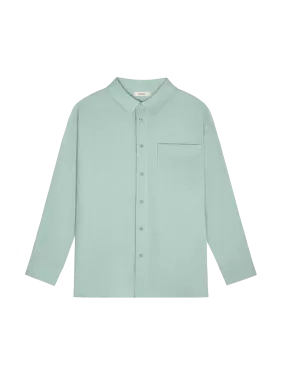 DNA Aloe Linen Collared Long Sleeve Shirt—eucalyptus blue