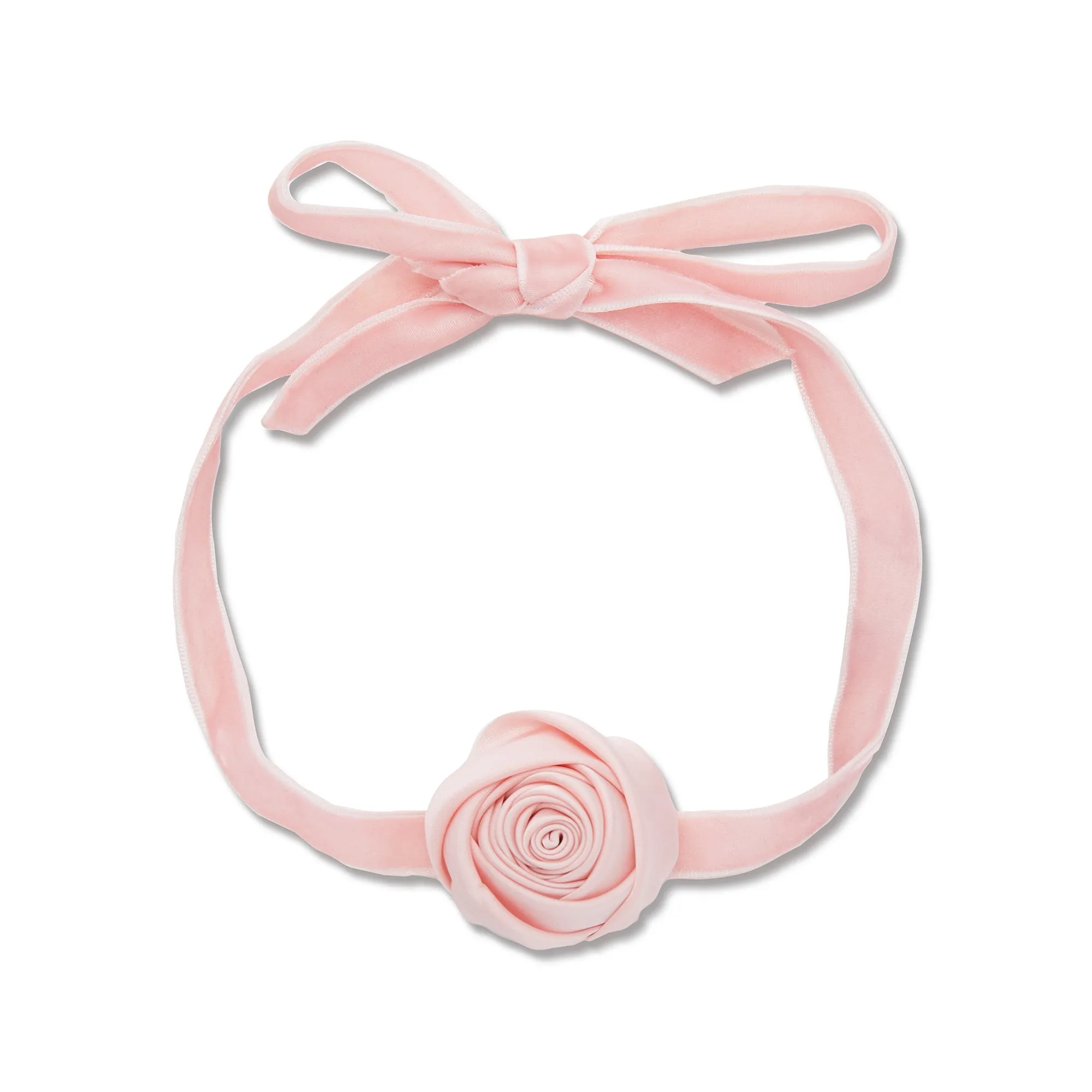 DUSTY ROSE SILK ROSETTE RIBBON CHOKER