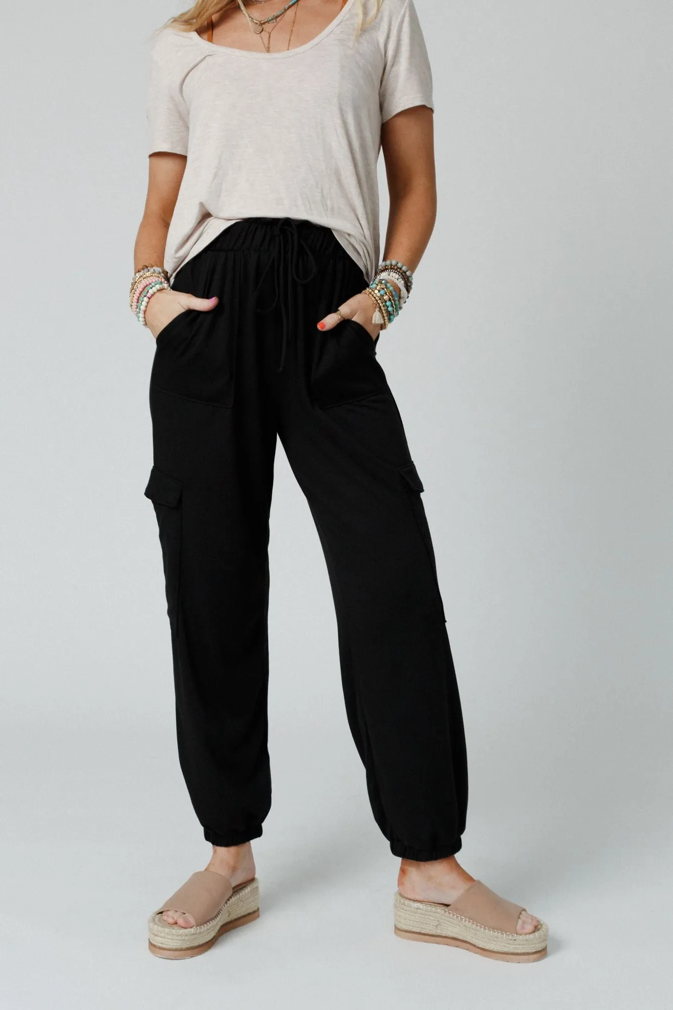 Easy Mornings Cinched Pants - Black