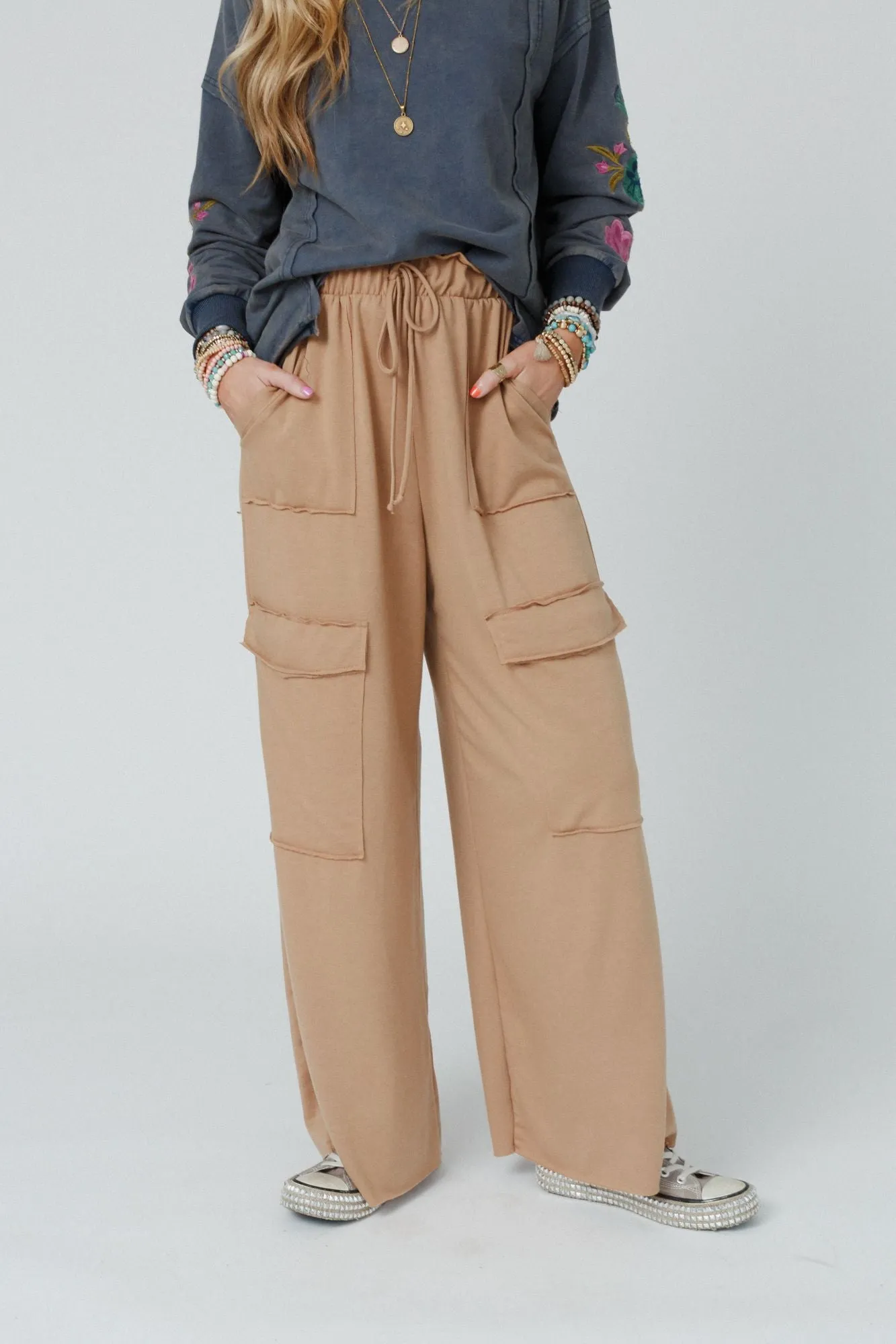 Easy Mornings Wide Leg Pants - Light Camel