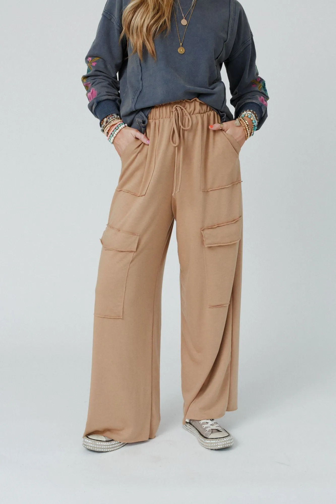 Easy Mornings Wide Leg Pants - Light Camel