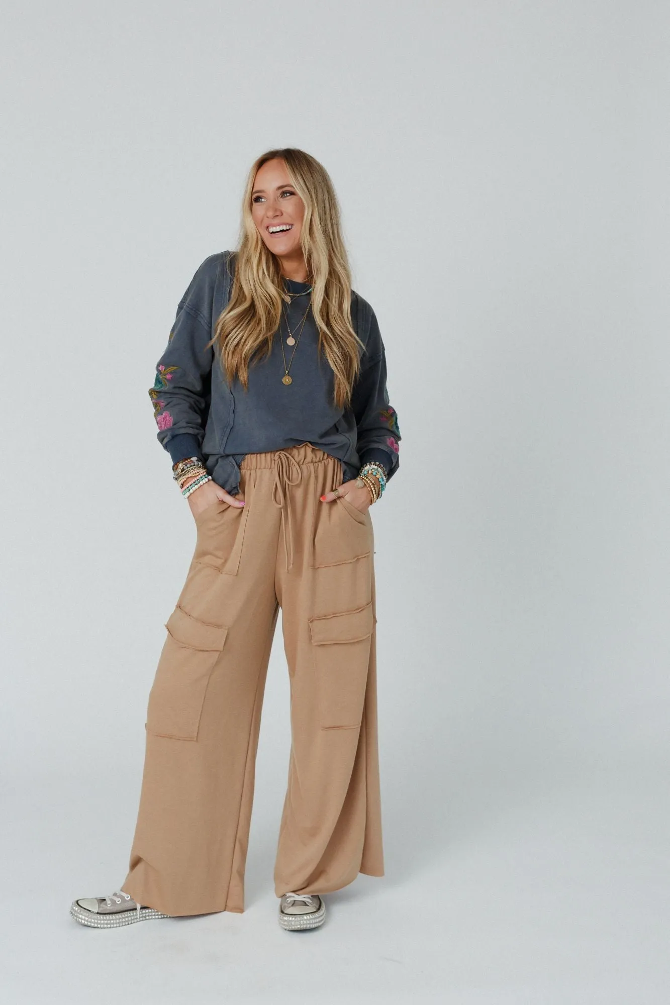 Easy Mornings Wide Leg Pants - Light Camel