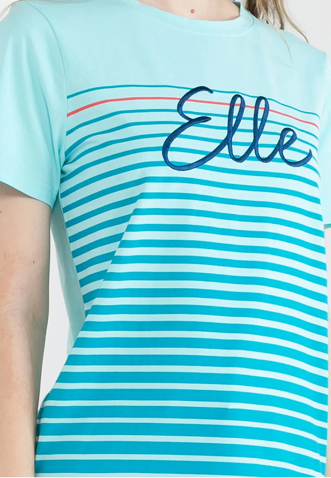 ELLE Active Logo All Over Striped Basic Tee