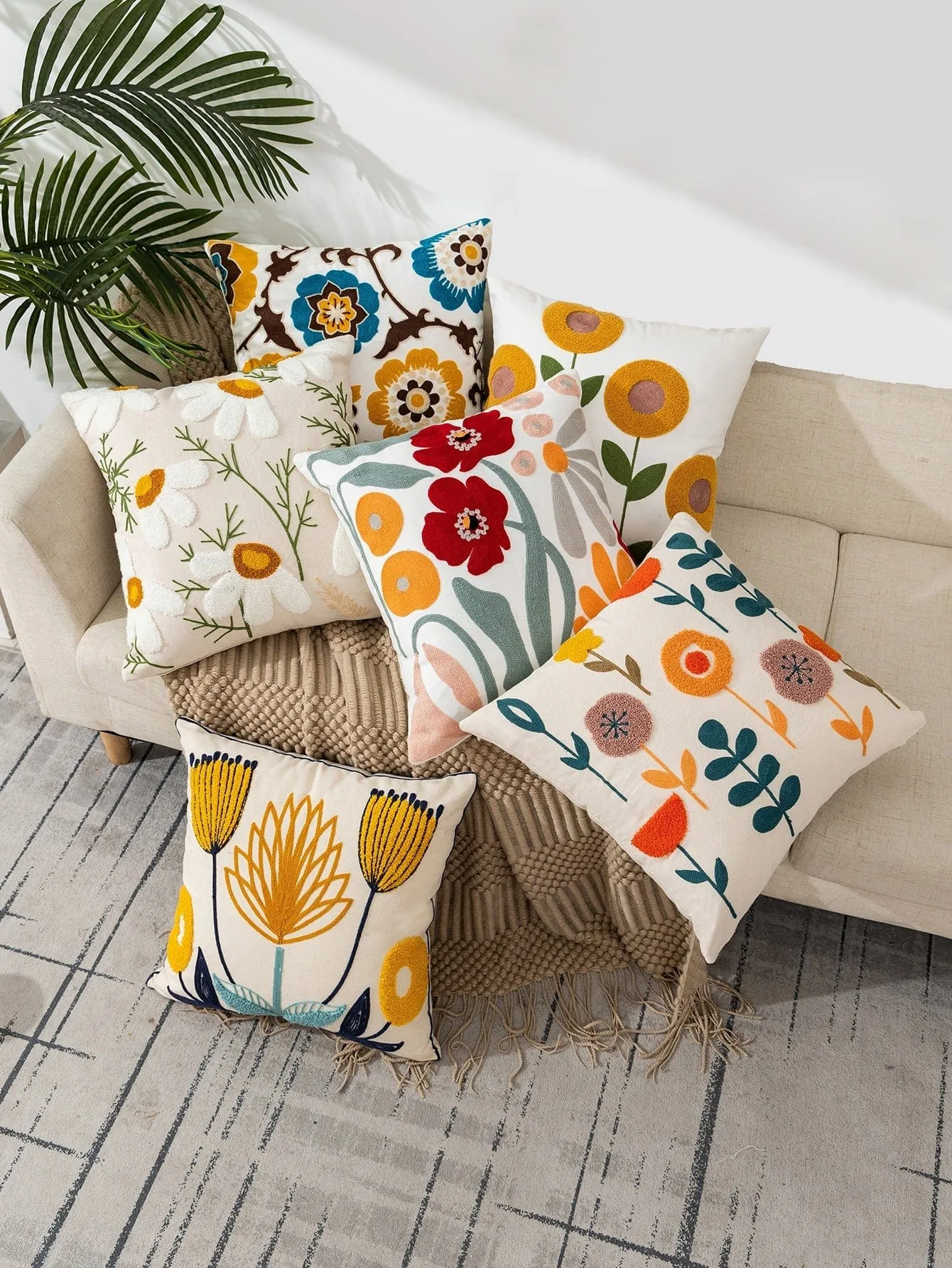 Embroidery Cushion, Floral Love