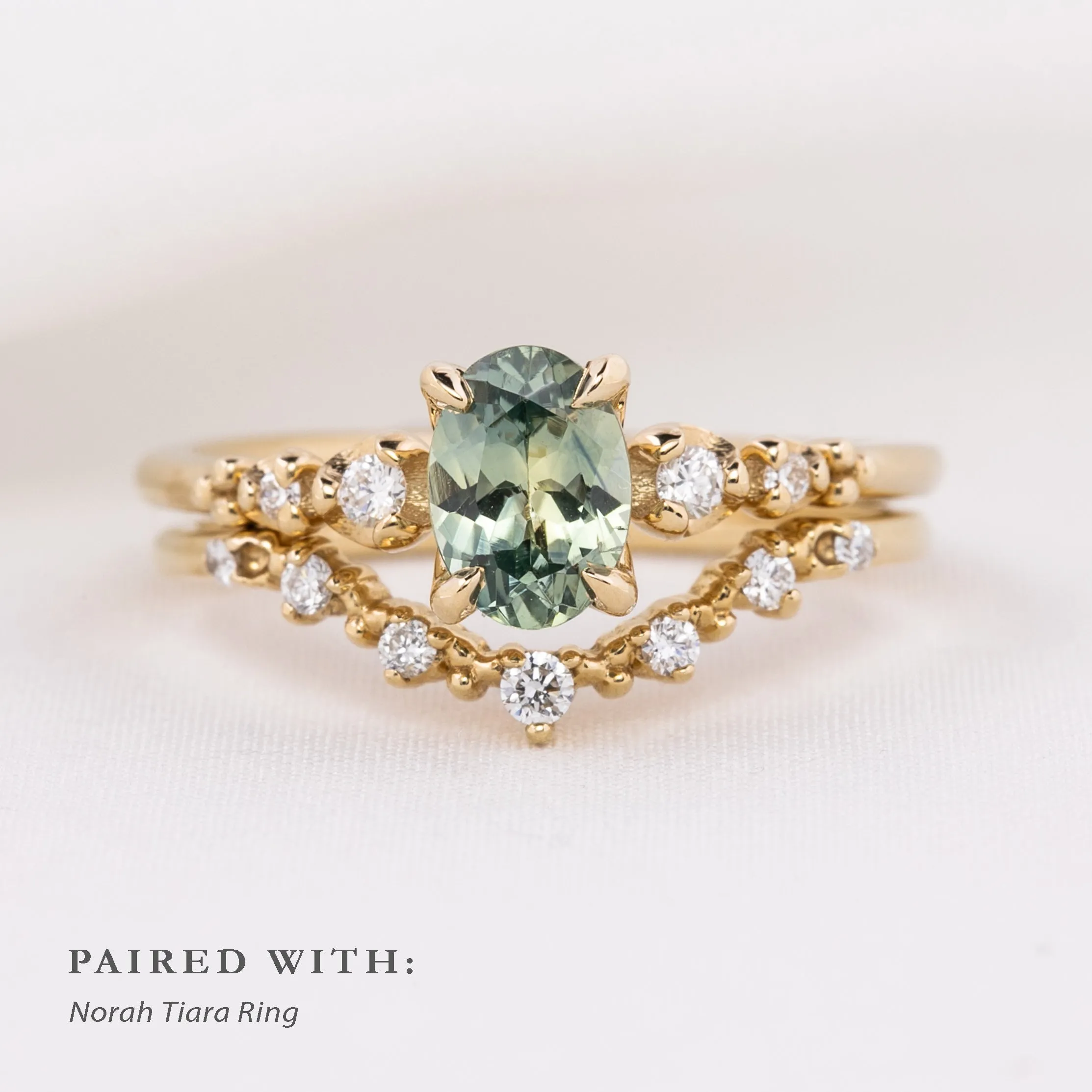 Estel Luxe Ring 1.04ct Light Green Montana Sapphire, 14k Yellow Gold (One of a kind)