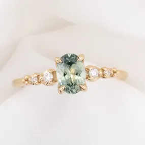 Estel Luxe Ring 1.04ct Light Green Montana Sapphire, 14k Yellow Gold (One of a kind)