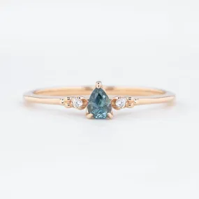 Estel Ring - 0.15ct Blue Green Montana Sapphire Ring, 14k Rose Gold