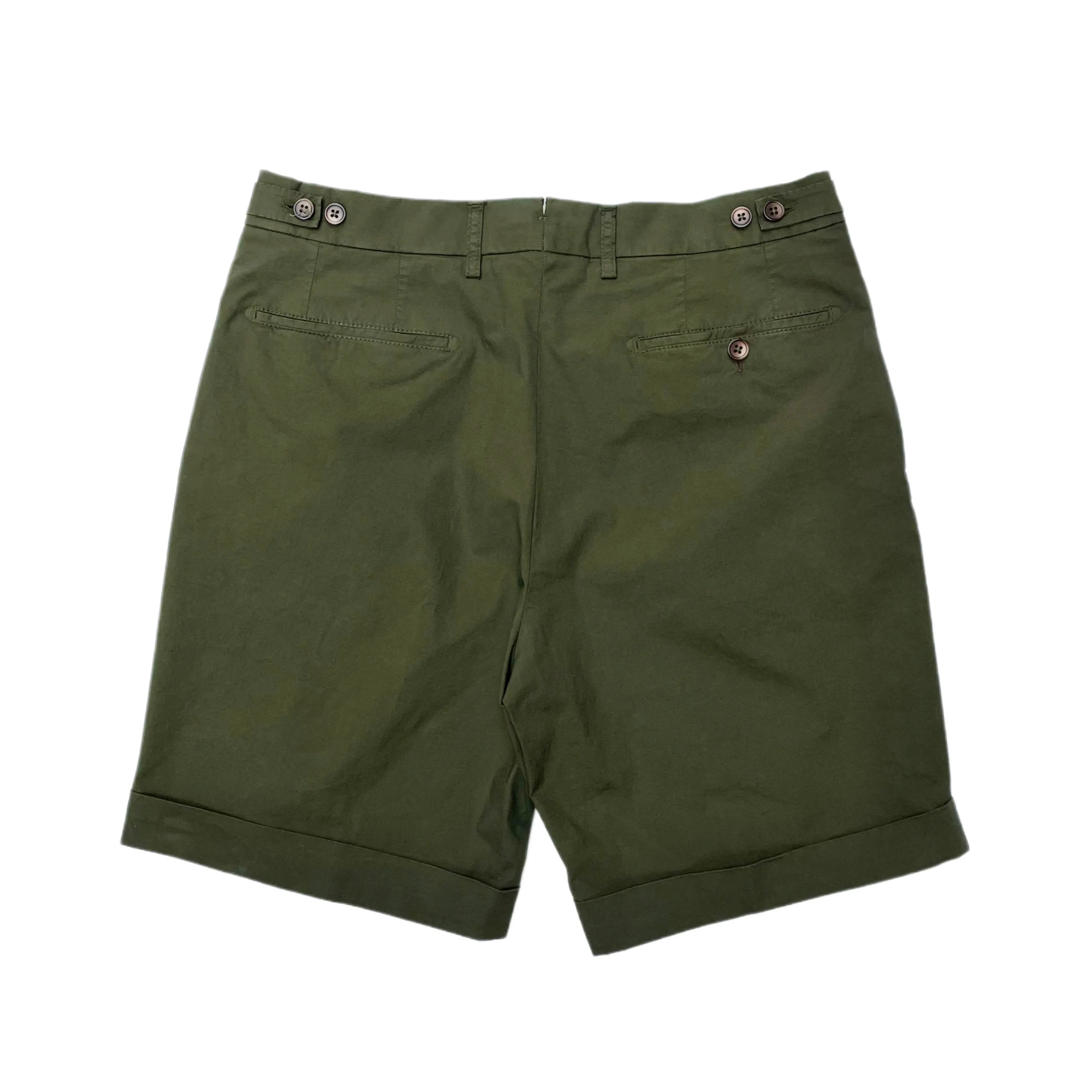 FRESH Cotton One-Pleat Shorts In Military Green