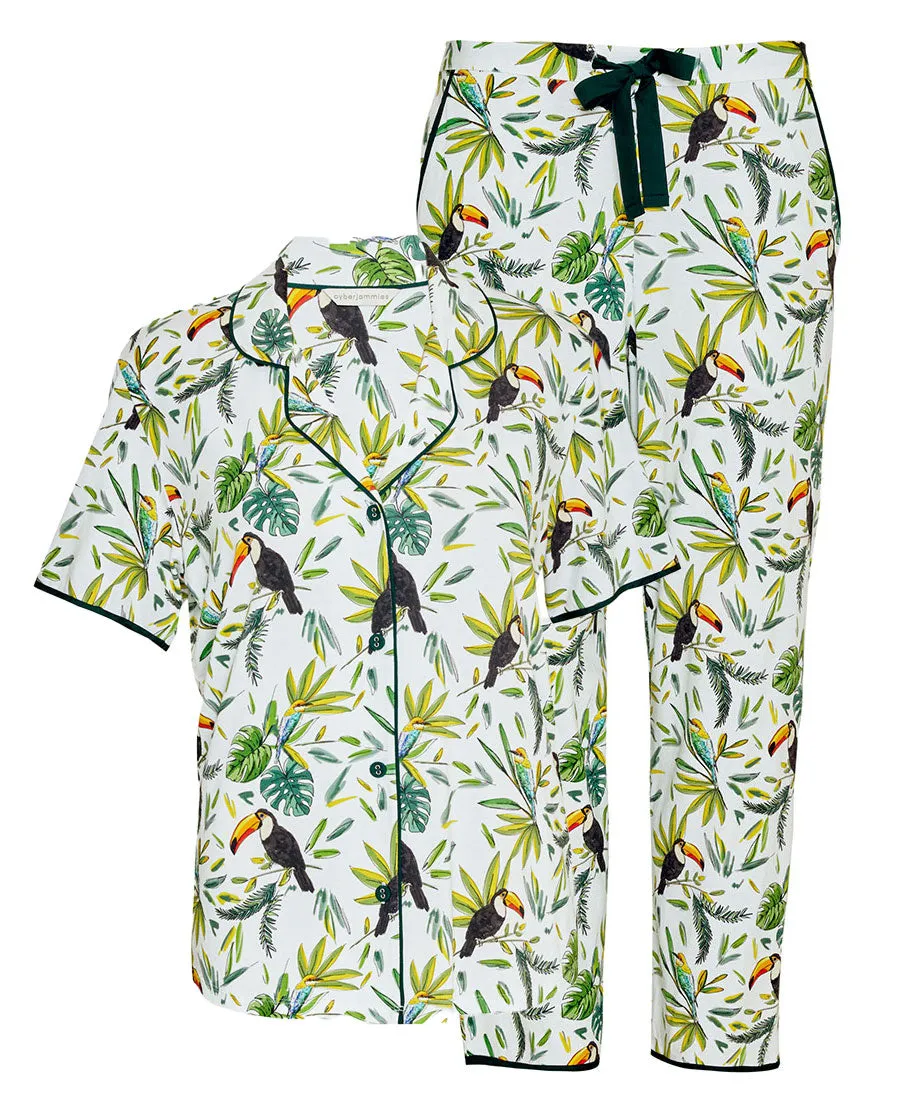 Gabrielle Womens Toucan Printed Jersey Cropped Pyjama Set