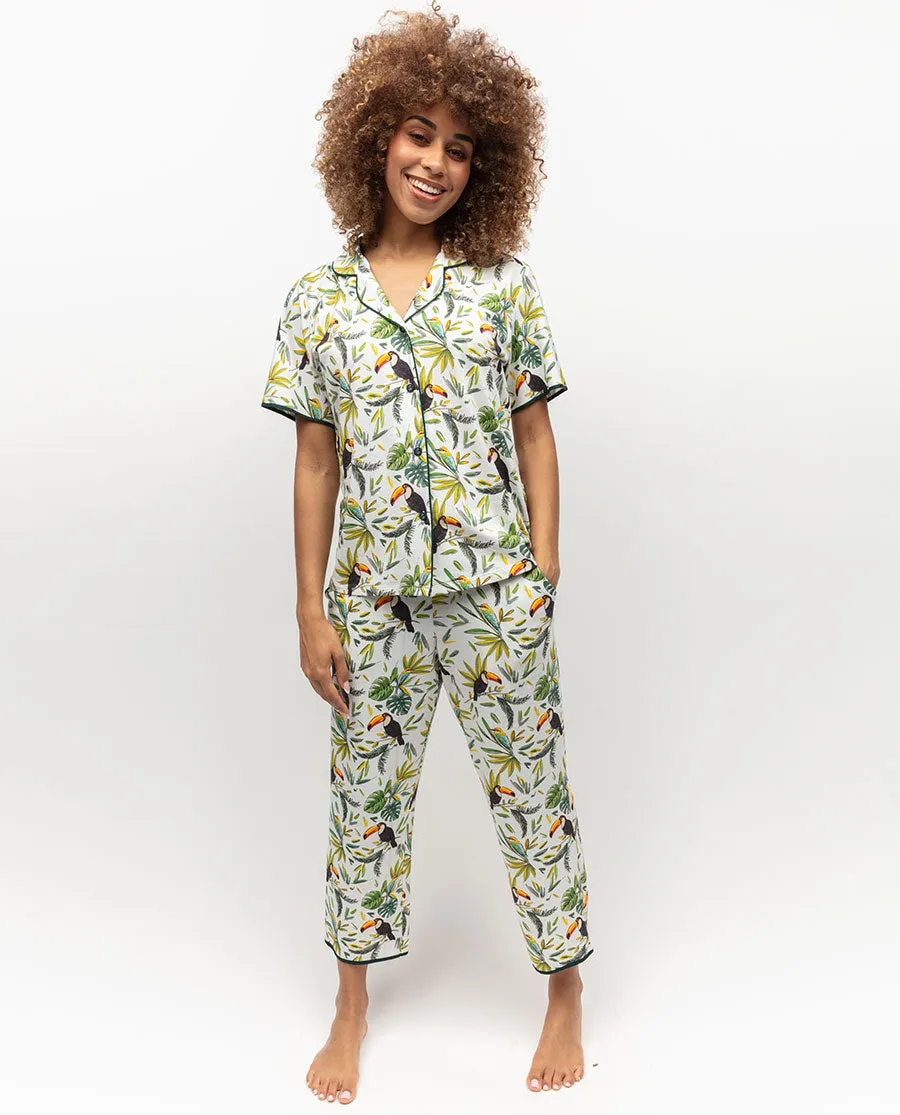 Gabrielle Womens Toucan Printed Jersey Cropped Pyjama Set