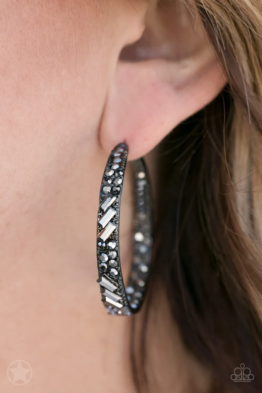 GLITZY By Association - Black Paparazzi Earrings Blockbuster