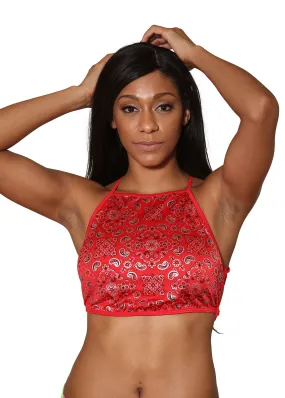 Halter Neck Red Bandana Crop Top